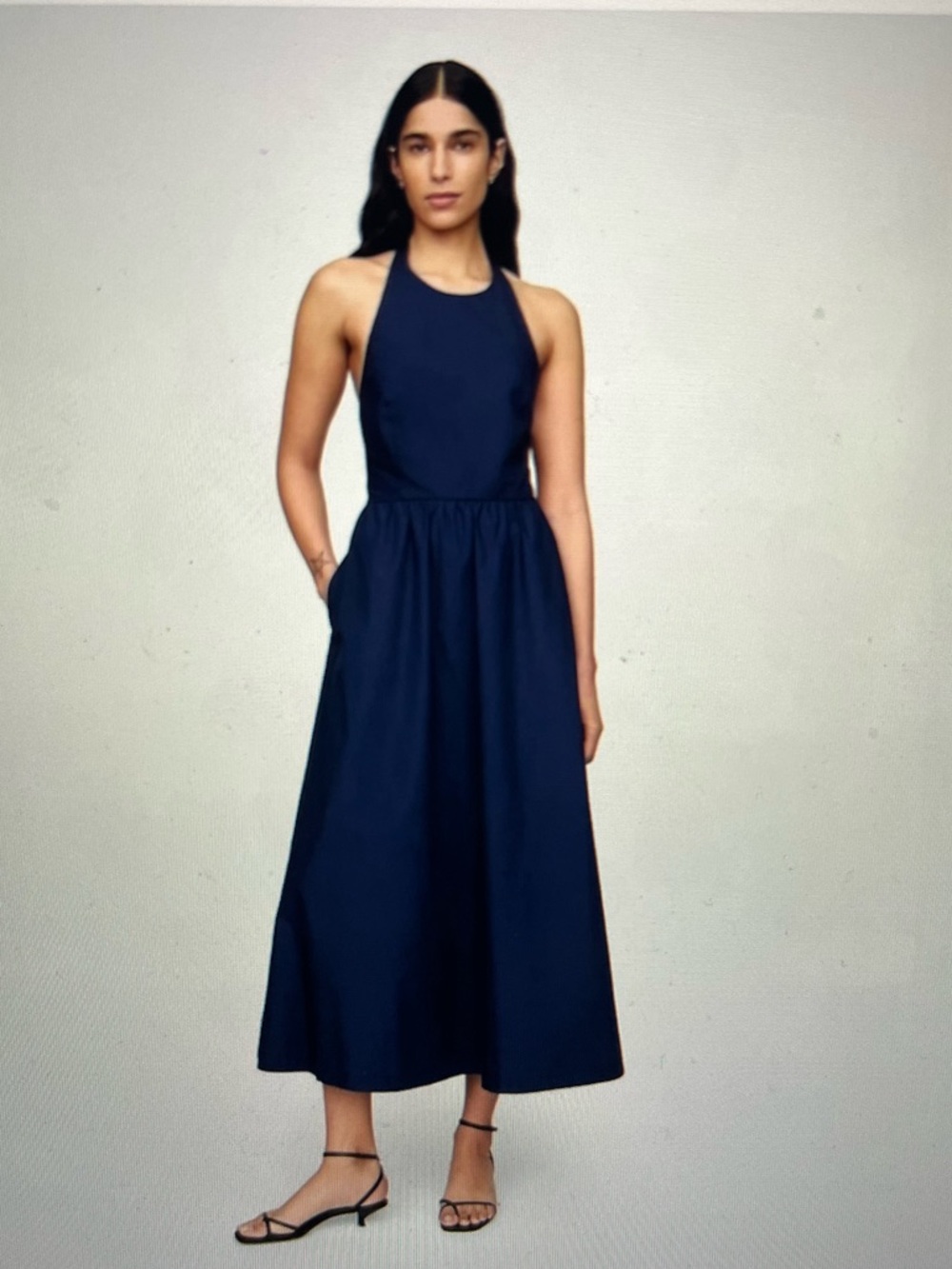 NWOT Gap Navy Blue Tie-Back Halter Maxi Dress Size Small